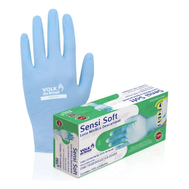 Luva Nitrílica Sensi Soft Descartável Procedimento C/50 Volk
