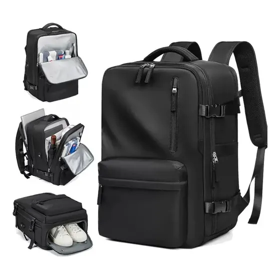 Mochila Grande Valija Viaje 40 L Aprobada Aerolíneas Negra Color Negro Diseño De La Tela Liso