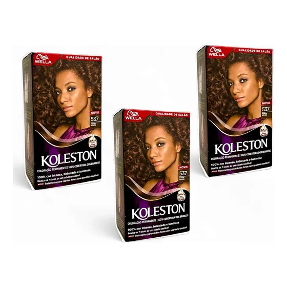 Tinta Para Cabelos Koleston 537 Marrom Sedução - 3 Unid
