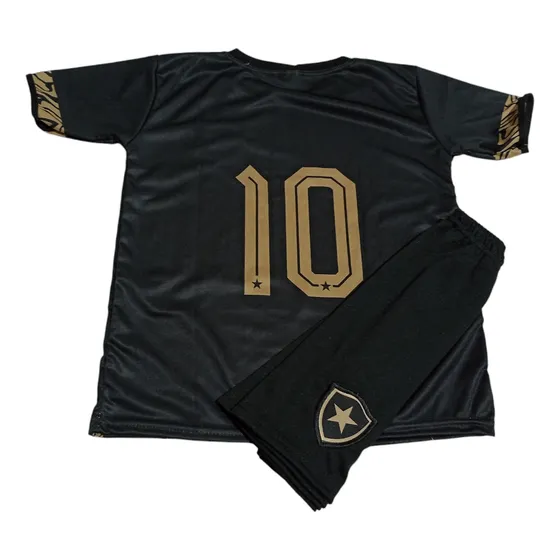 Conjunto Uniforme Infantil Bota-fogo Preto E  Branco