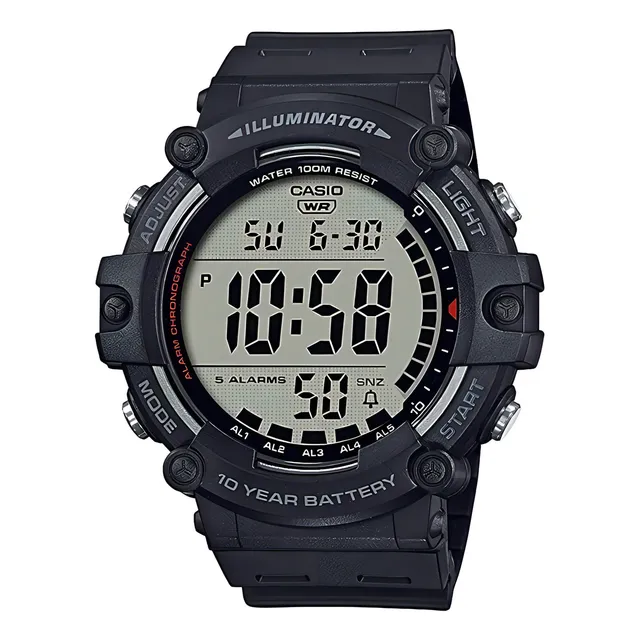 Reloj pulsera Casio AE-1500WH con correa de resina color negro - fondo gris
