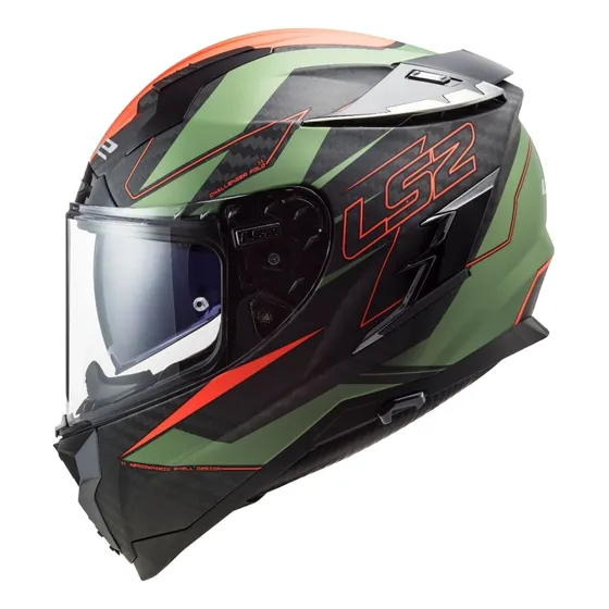 Casco Integral Ls2 Ff327 Fold Verde Mate/naranja