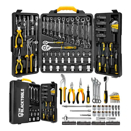 Caixa Jogo De Ferramentas 110 Peças Aço Cromo Vanádio Completo Maleta Para Mecânico Profissional Ttk110 The Black Tools Prateado