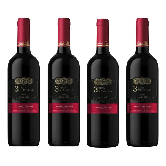 Vino Tinto Cabernet Sauvingon Santa Rita 3 Medallas 750 Ml X