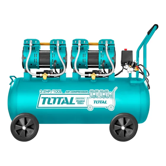 Compresor 100l Sin Aceite Industrial Total Tcs2241008-4 3.2h Color Turquesa Fase eléctrica Monofásica Frecuencia 50Hz