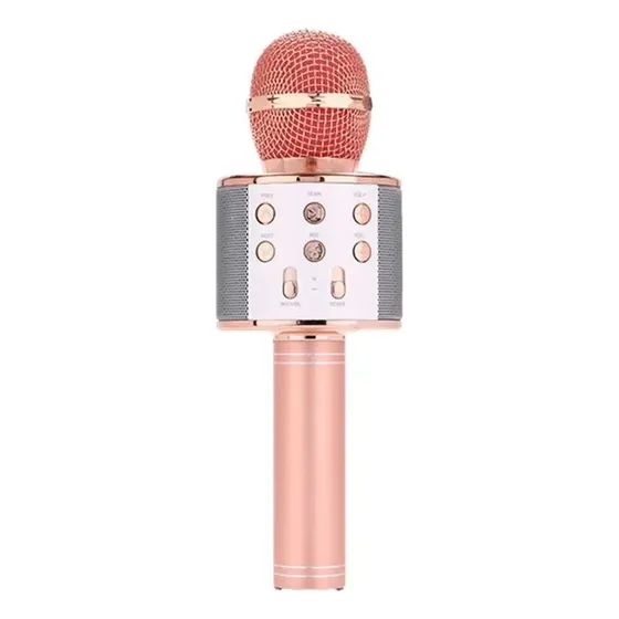 Microfono Karaoke Inalambrico Con Bluetooth Y Bocina Altavoz Color Rose Gold