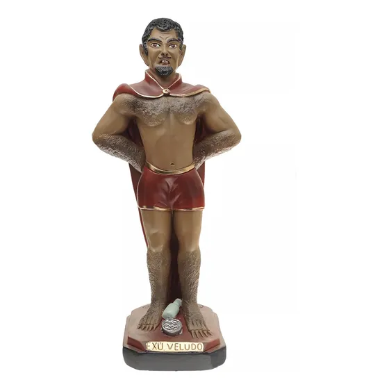 Imagem Exu Veludo 20 Cm Escultura Gesso Resinado Umbanda
