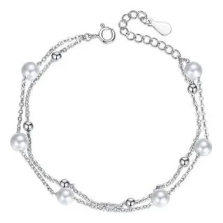 Pulsera De Perlas De Oro 14k, Doble Capa - Compatible Con Dí Pulsera De Perlas De Oro 14k, Doble Capa - Compatible Con Dí