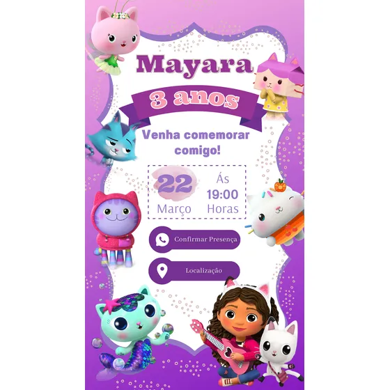 Convite Aniversário Virtual Interativo Digital Infantil