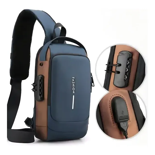 Bolso Banano Cruzado Impermeable Usb Riñonera Antirrobo