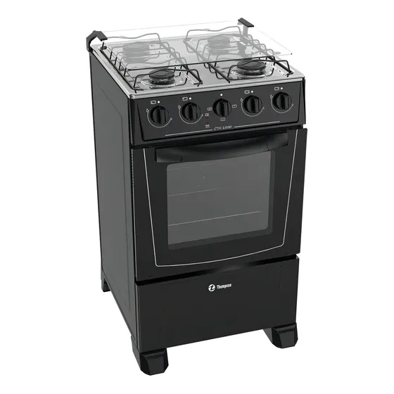 Cocina Thompson Combinada CTH 1500 color negro con puerta con visor 220V