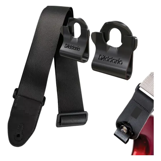 Correia Alça Couro Basso E Strap Lock Pw-dlc-01 Daddario Cor Preto Lisa
