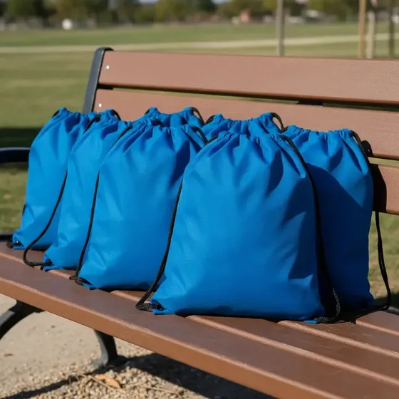 Mochila Morral De Poliester Sublimar Pack 10 Unidades Full Color Azul