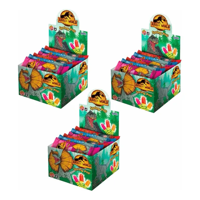 Pirulito Dinossauro Jurassic Com 3 Display C/25 Unidades 