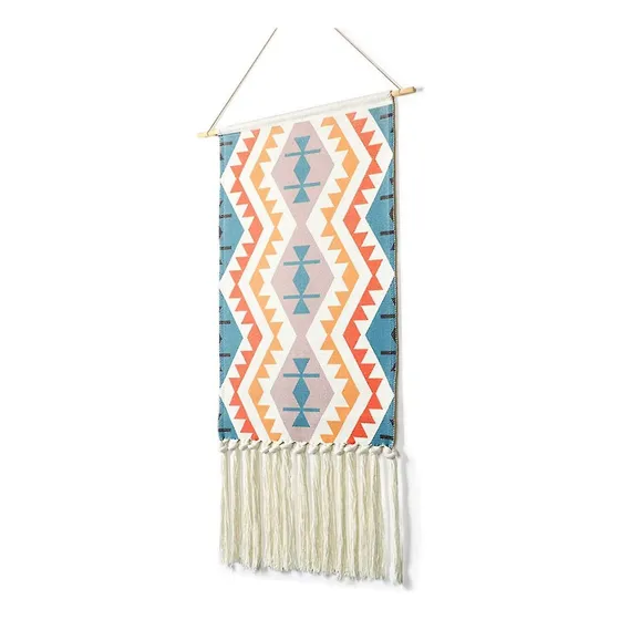 Tapiz Decorativo Boho Deco Ético Para Colgar Rombos Colores