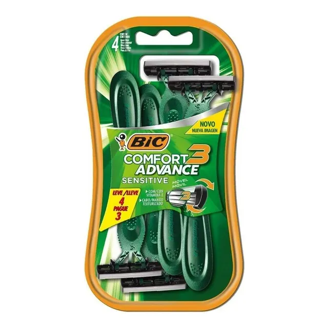 2 Pza Rastrillo Bic Comfort 3 Advance Sensitive 4 Pzas
