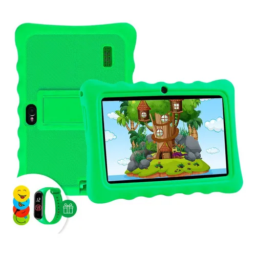 Tablet Infantil Kids Story 7'' + Silicona + Reloj + Stickers Color Verde
