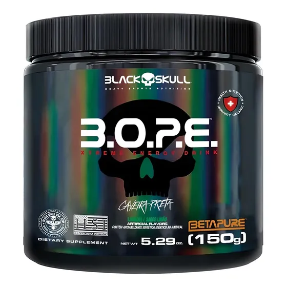 Pré-Treino Caveira Preta Series B.O.P.E Sabor Limão Em Pote De 150g Black Skull