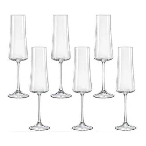 6 Taças De Cristal Para Champagne 210ml Linha Xtra Bohemia