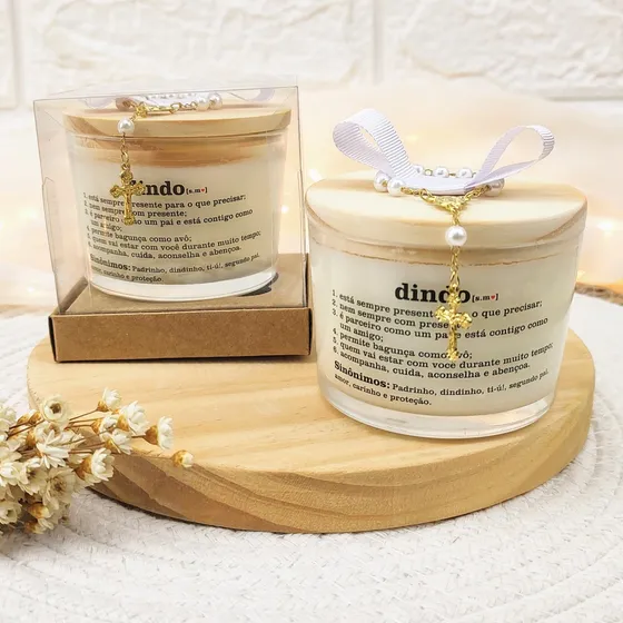Convite De Batizado Para Padrinhos Vela Aromatica 100g Clt