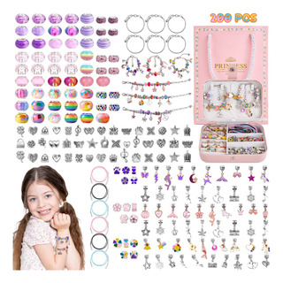Kit Pulseras Cuentas Para Hacer Bricolaje Para Niñas 200pzs Kit Pulseras Cuentas Para Hacer Bricolaje Para Niñas 200pzs