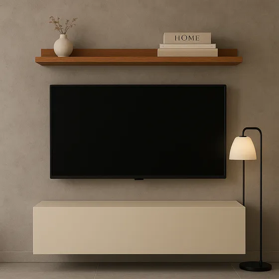 Bancada TV Suspensa E Prateleira 99cm Slat M20 Cinamomo/off