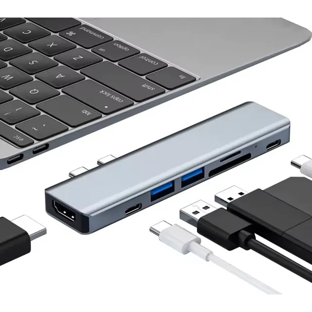 Adaptador Hub Usb C 7 En 1 Macboook Pro Hdmi Usb 3.0 Microsd
