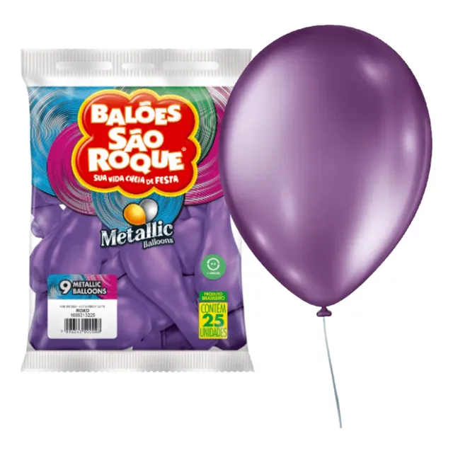 Balões 09 Metallic 25un Bexigas Roxo 1085313225 - São Roque