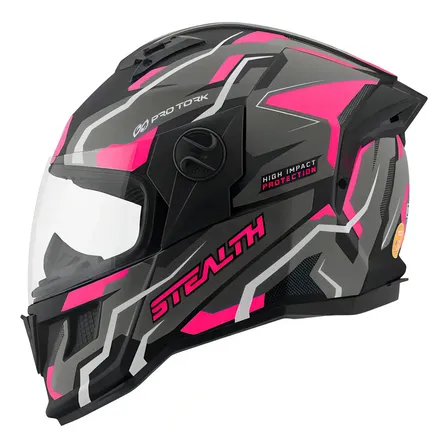 Capacete De Moto Design Moderno E Brilhante Stealth Hawk Cor Preto/rosa Tamanho Do Capacete 58
