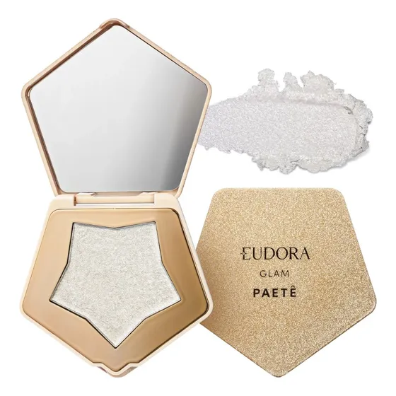 Iluminador Eudora Glam Paetê, tono de maquillaje multifuncional con brillo intenso y sofisticación