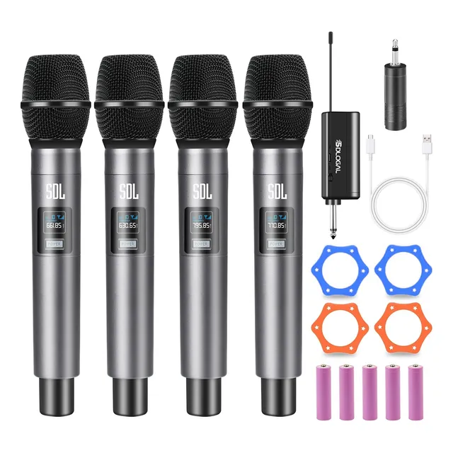 Micrófonos Inalámbricos Uhf  Dinámico Recargable 4pcs