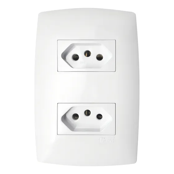 Conjunto Tomada Dupla 20a Branca 4x2 - Blux Linha Home