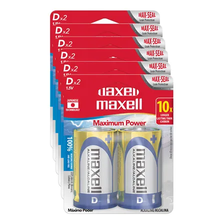 Pilas Alcalinas Maxell Tipo D Pack 12 Unidades