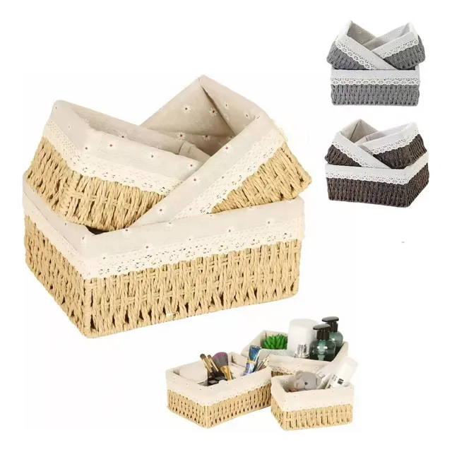 Canasta Organizadoras Caja De Almacenamiento De Mimbre 3 Pcs