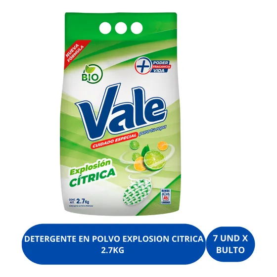 Detergente En Polvo Vale Limón Bulto De 7 Und 2,7 Kg C/u  