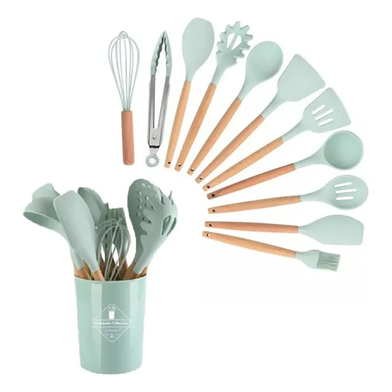 Set X12 Utensillos De Cocina Antiadherentes De Silicona