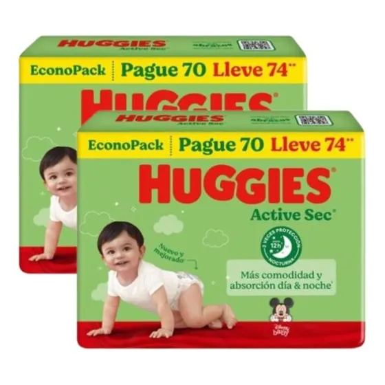 Pack De 2 Pañales Huggies Active Sec Bigpack Talla G X74