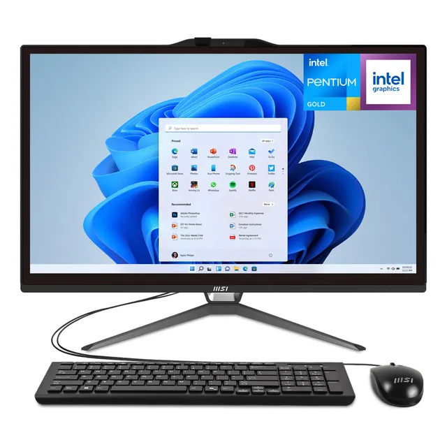 Computadora All In One Msi Pro Ap222t 13m-068us Pentium Gold G7400 12gb 128gb Ssd 21.5 Ips Fhd Touch Screen W11h Usb-c Teclado Mouse Altavoz + Cable Usb-c