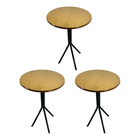 Kit 3 Mesa Bistrô 76cm Redonda Tampo Canela 60cm Bar Padaria Cor Marrom