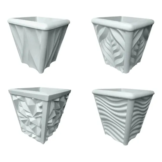 4 Molde 3d Mini Vaso 25x22x15 Abs 1,5mm Fôrma Para Gesso 3d