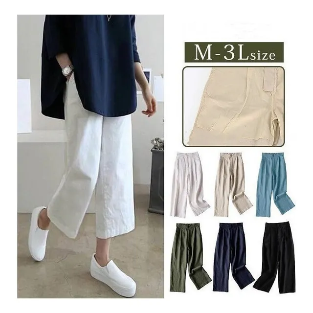 Pantalones De Lino Y Algodón For Mujer, Pierna Suelta,