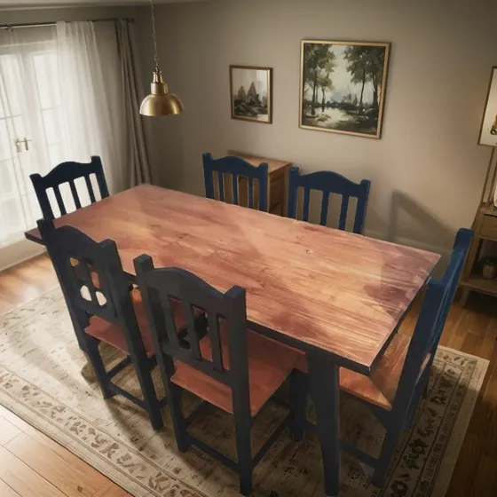 Mesa 160 + 6 Sillas Otoñal / Juego De Comedor / Mesa Y Silla