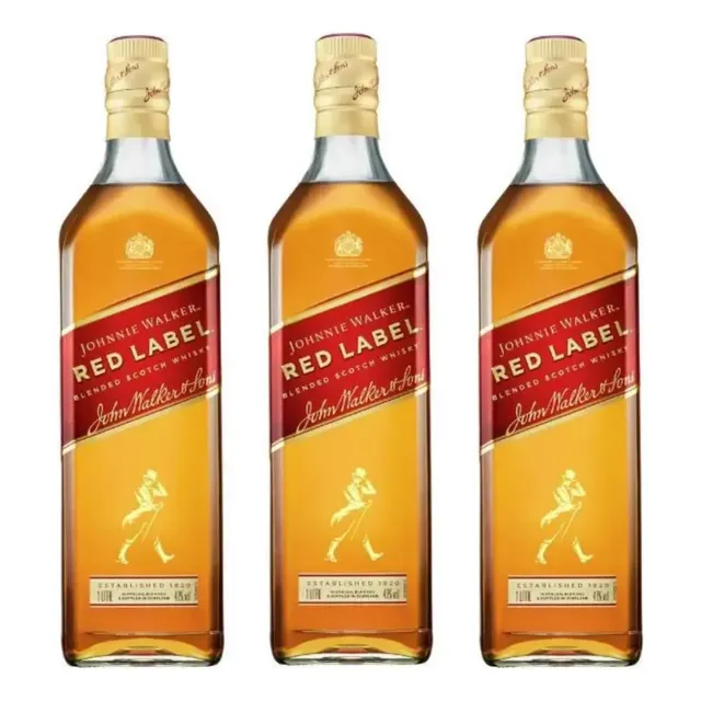Kit Combo 3 Whisky Johnnie Walker Red Label 1 Litro