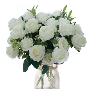 Dn 3 Buquês Rosas Artificiais Com Ramo Decorativo Para Dn 3 Buquês Rosas Artificiais Com Ramo Decorativo Para