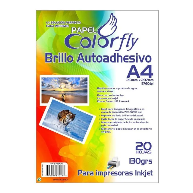 Papel Foto Autoadhesivo A4 20hojas 5 Paquetes Disershop