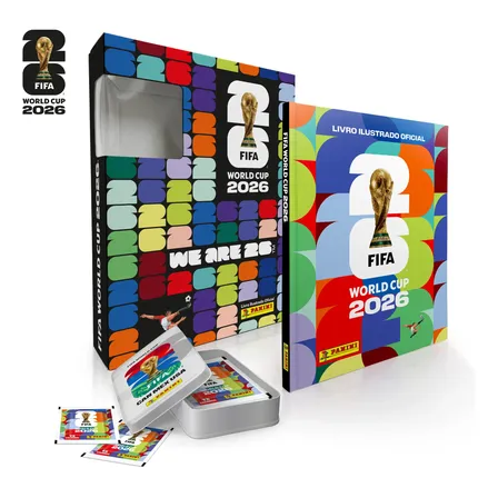 Box Lata Pocket Copa 2026 - Álbum Capa Dura + 30 Envelopes