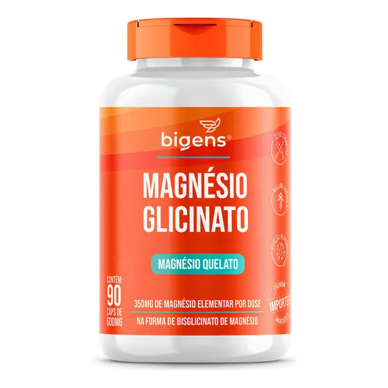 Magnésio Glicinato Quelato 350mg Elementar, 90cps Bigens Sabor Neutro