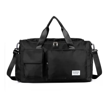 Bolsa Mala De Mão Feminina E Masculina Viagem Academia Tenis Preto Lisa