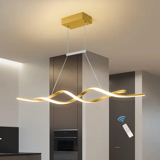 Lámpara Colgante Led Regulable Moderna Con Control Remoto Dorado Metalico Eiinee