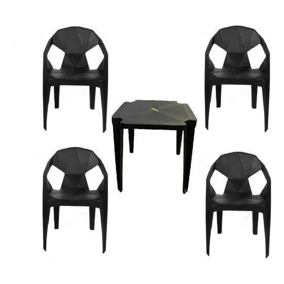 Kit Mesa Monobloco Plastico Com 4 Cadeiras Diamond Reforçada